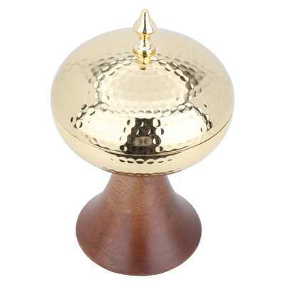 Steel date with Saif Gallery wood base, large - gold product image 2