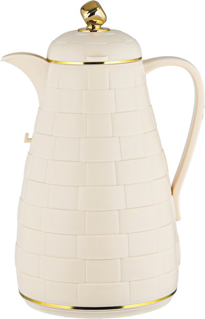 LALOZA Thermos Set, 2 Pieces, 1/1 L Each, Glass Inner Liner, Push Lid - Cream & Gold product image 3
