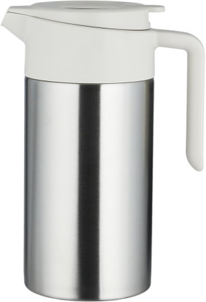 Aura Thermos, 1.6 Liter, Stainless Steel Inner Container, Stainless Steel/Plastic Outer Body, Push Button - Creamy Silver product image 2