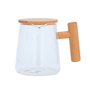 Al Saif Gallery glass cup, 450 ml, wooden lid - transparent product image