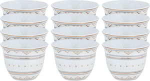Al Saif Gallery Saudi Porcelain Coffee Cup Set, 12 Pieces - White Grey product image