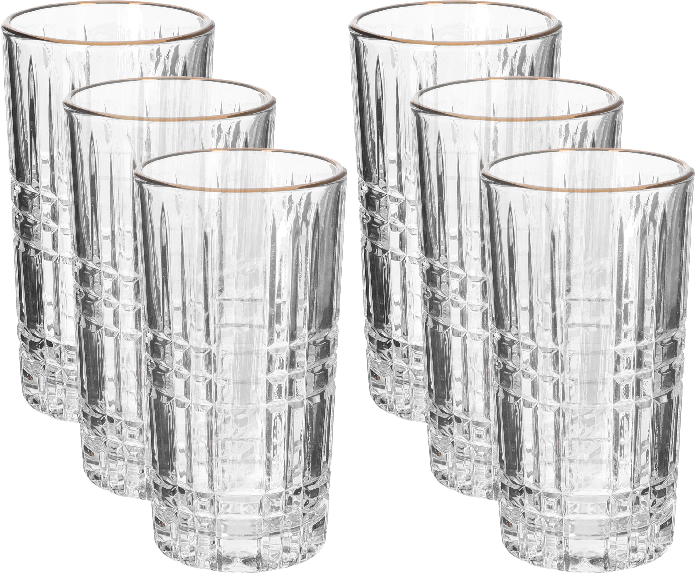 Max Glass water cups set, 6 pieces, 300 ml, with golden font - transparent product image