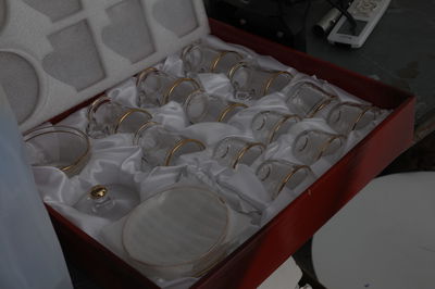 طقم تقديم شاي وقهوة زجاج السيف غاليري، خطوط ذهبية، 26 قطعة - شفاف product image 6