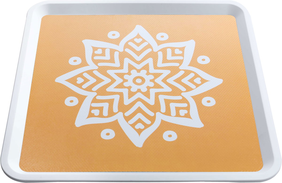 Al Saif Gallery porcelain serving tray, 32 cm, square, patterned white-yellow product image