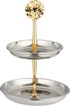 شيالة تقديم ستانلس استيل السيف غاليري، 14.4 / 11.5 سم، دائري، 2 دور، مسكة يد - فضي ذهبي product image