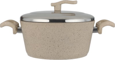 طقم قدور جرانيت مستر كوك، 18 قطعة، غطاء ستانلس ستيل - بيج product image 11