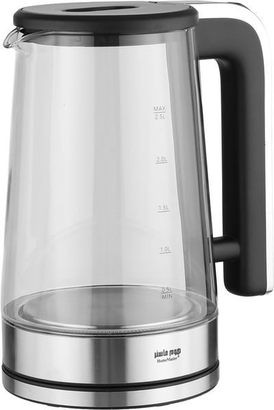 غلاية كهربائية زجاج هوم ماستر، 2.5 لتر، 1500-1800 واط، اضاءة LED، HM-2267 - شفاف فضي product image 3