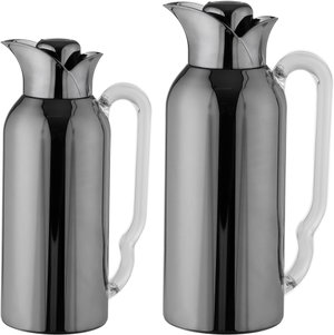 Al Saif Gallery Tuwaiq Thermos Set, 2 Pieces, 0.7/1 Liter, Glass Inner Material, Transparent Handle, Press Lid - Black product image 2