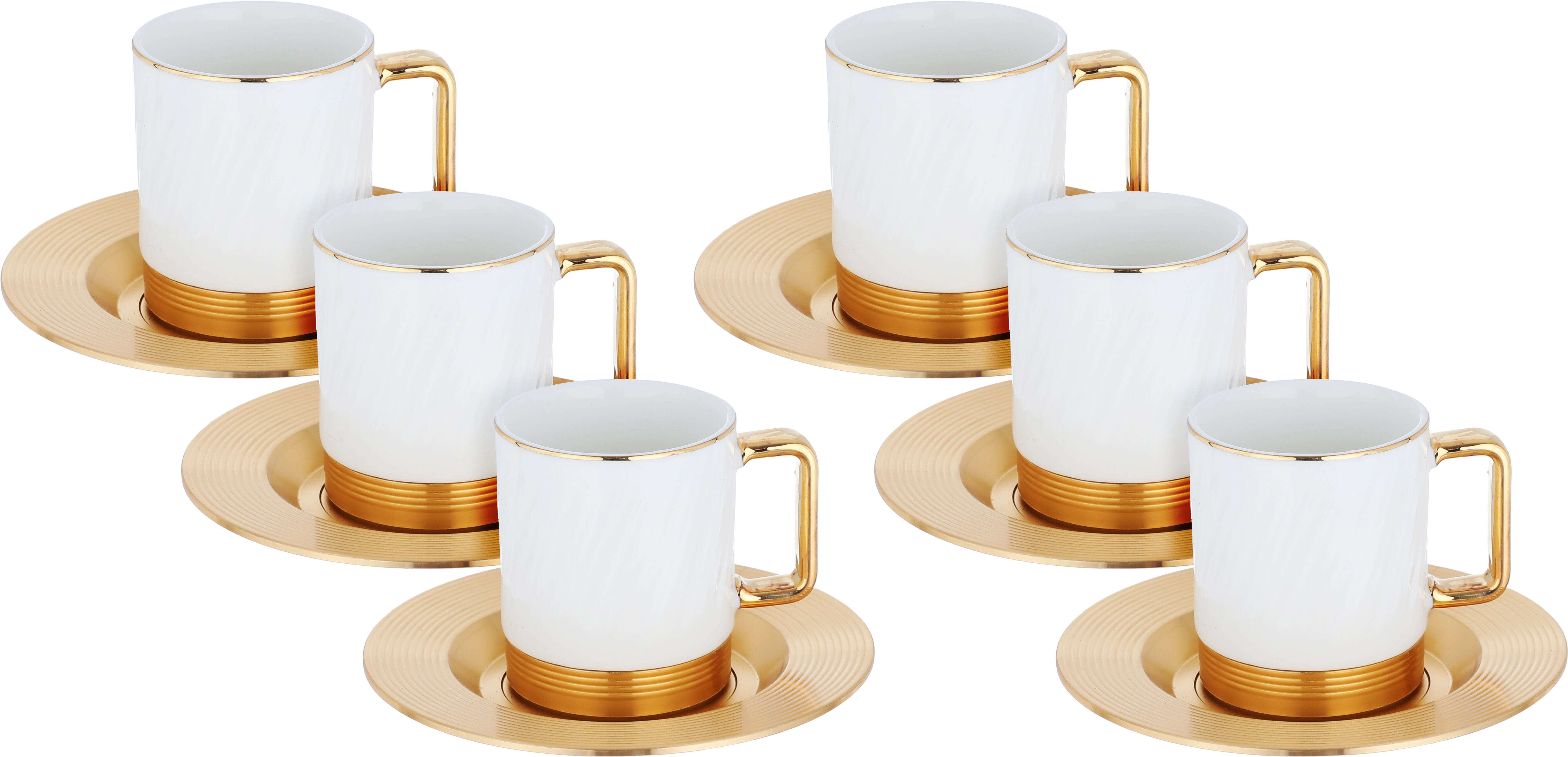 Al Saif Gallery porcelain coffee cup set, 12 pieces, saucer - gold product image