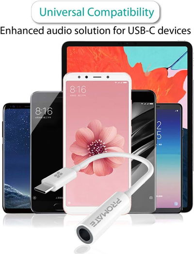 Promate USB Adapter, 3.5 mm, Microphone Connector Cable, to AUX Input - White product image 3