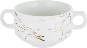 طقم شوربة بورسلان السيف غاليري، 15 قطعة، استاند ذهبي - أبيض رخامي product image 4