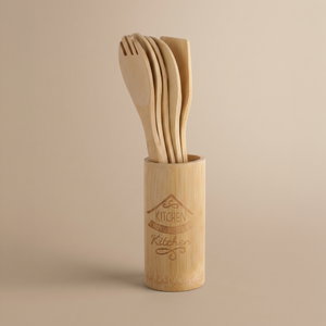 Al Saif Gallery Wooden Spoon Set, 5 Pieces - Light Brown product image