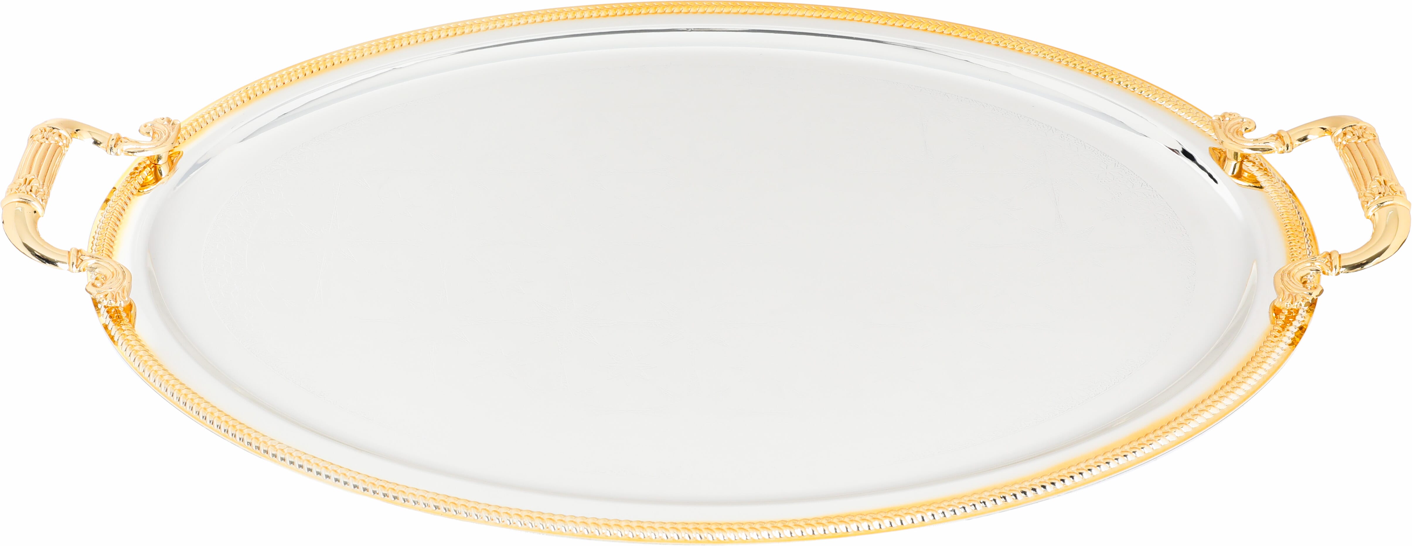 Al Saif Gallery Steel Serving Tray Set, 3 Pieces - Silvergold product image 3
