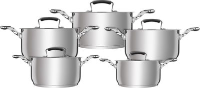 Rocky Steel Cookware Set, 10 Pieces, Silicone Handle - Silver product image 1