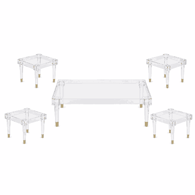 طقم طاولات اكريلك و معدن، 5 قطع - شفاف product image 3