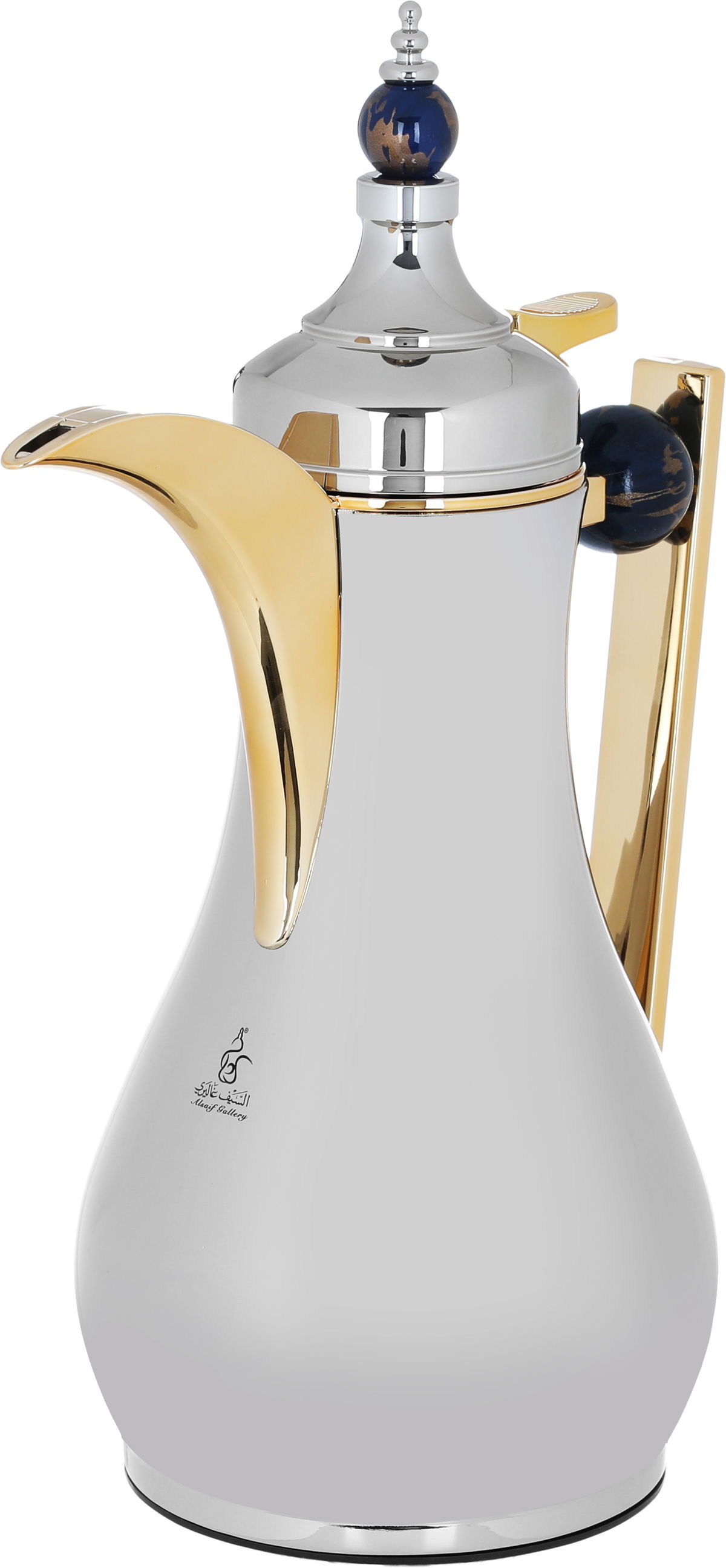 Al Saif Gallery Alaa thermos set, 1 liter, navy marble handle, thermal glass inner case, steel outer case - silver product image 4
