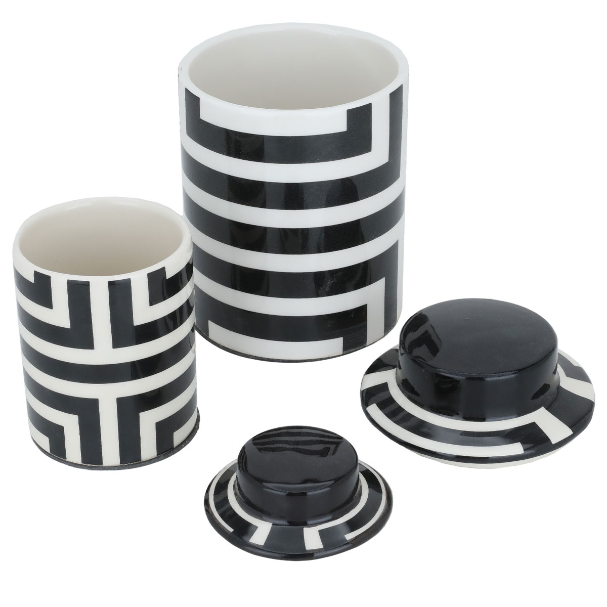 Al Saif Gallery Porcelain Vase Set, 2 Pieces - White Black product image 2