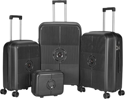 طقم شنط سفر بولي بروبيلين ليمرا، 4 مقاسات، 4 عجلات، بزاوية 360 درجة، LMA-PP529 - رمادي غامق product image 1