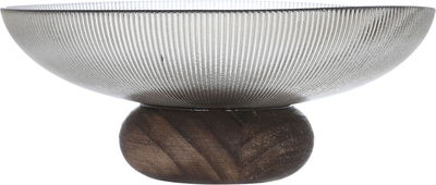 Al Saif Gallery Glass Dessert Dish, 15.5 X 15.5 X 5 Cm, With Wooden Base - Brown product image 2