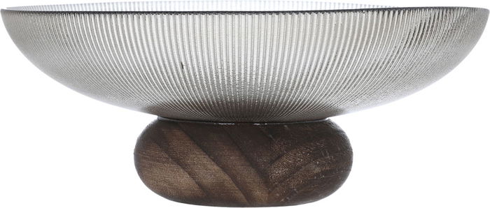 Al Saif Gallery Glass Dessert Dish, 15.5 X 15.5 X 5 Cm, With Wooden Base - Brown product image 2