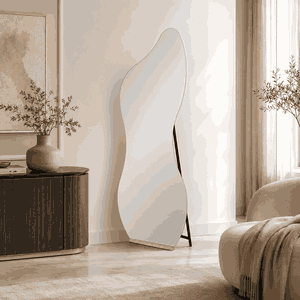 مراية ستاند زجاج، 150×40 سم، ستاند معدن - اسود خشبي product image