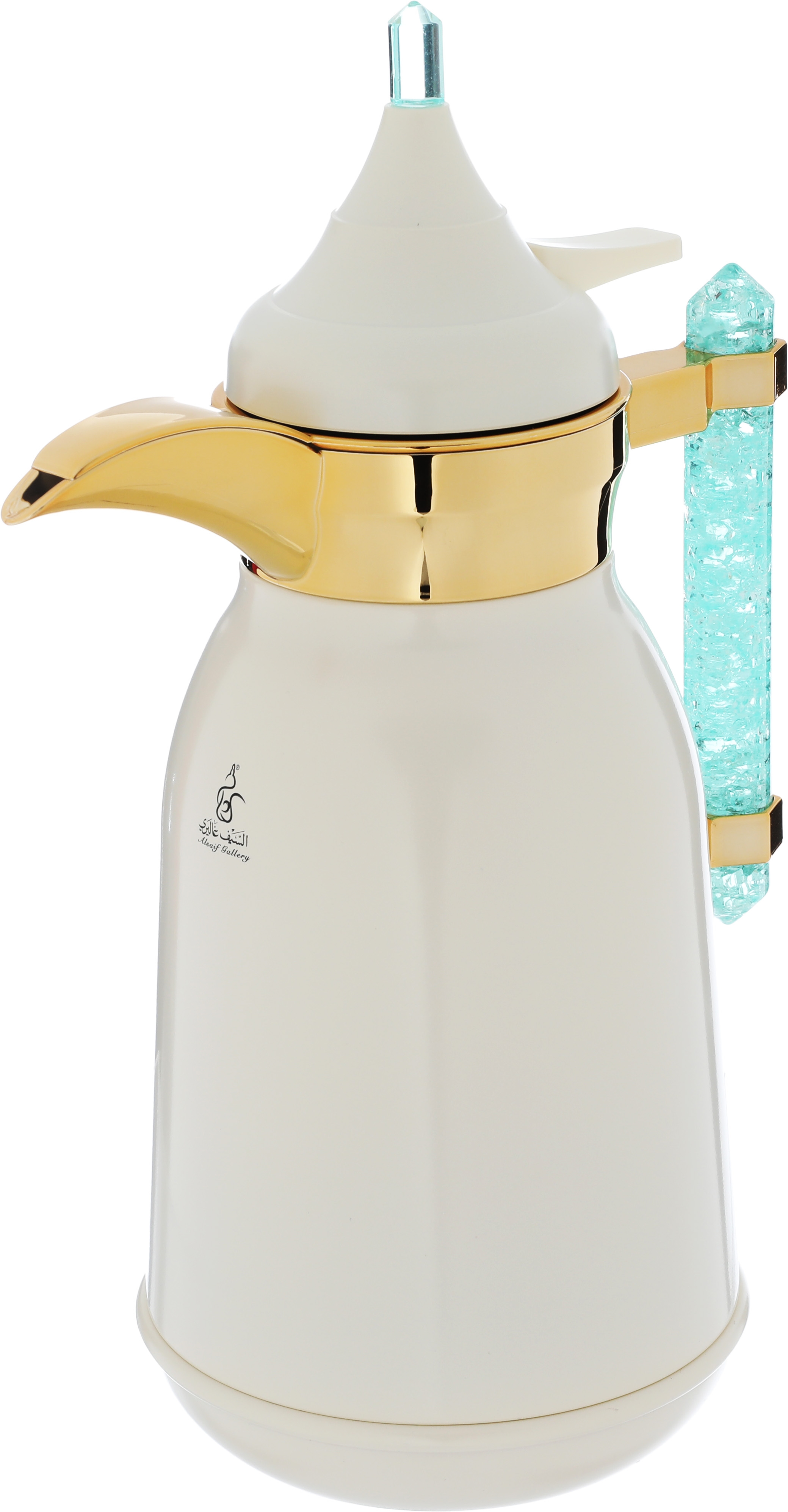 Al Saif Gallery Shahad thermos set, 1/1 liter, two pieces, thermal glass inner shell, stainless steel outer shell - pearly gold product image 9