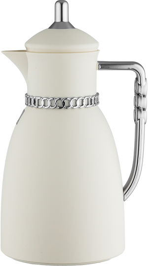  Al Saif Gallery Bayan Thermos Set, 0.7/1 Liter, 2 Pieces, Tempered Glass Inner Container, Silver Handle - Matte White product image 2