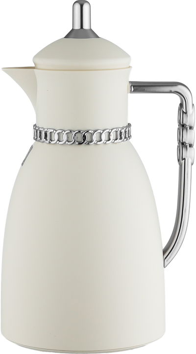 Al Saif Gallery Bayan Thermos Set, 0.7/1 Liter, 2 Pieces, Tempered Glass Inner Container, Silver Handle - Matte White product image 2