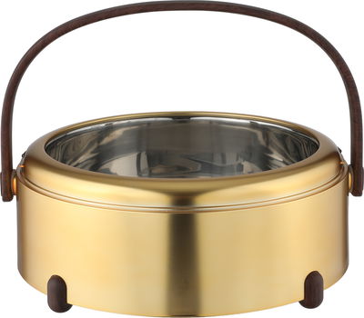 Al Saif Gallery Stainless Steel Food Container Set, 3 Pieces, Wooden Handle - Gold product image 3