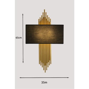 Norco Neoclassical Aluminum Glass Wall Light, E27 Bulb Base, 35x65cm - Gold Black product image 2