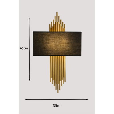 Norco Neoclassical Aluminum Glass Wall Light, E27 Bulb Base, 35x65cm - Gold Black product image 2