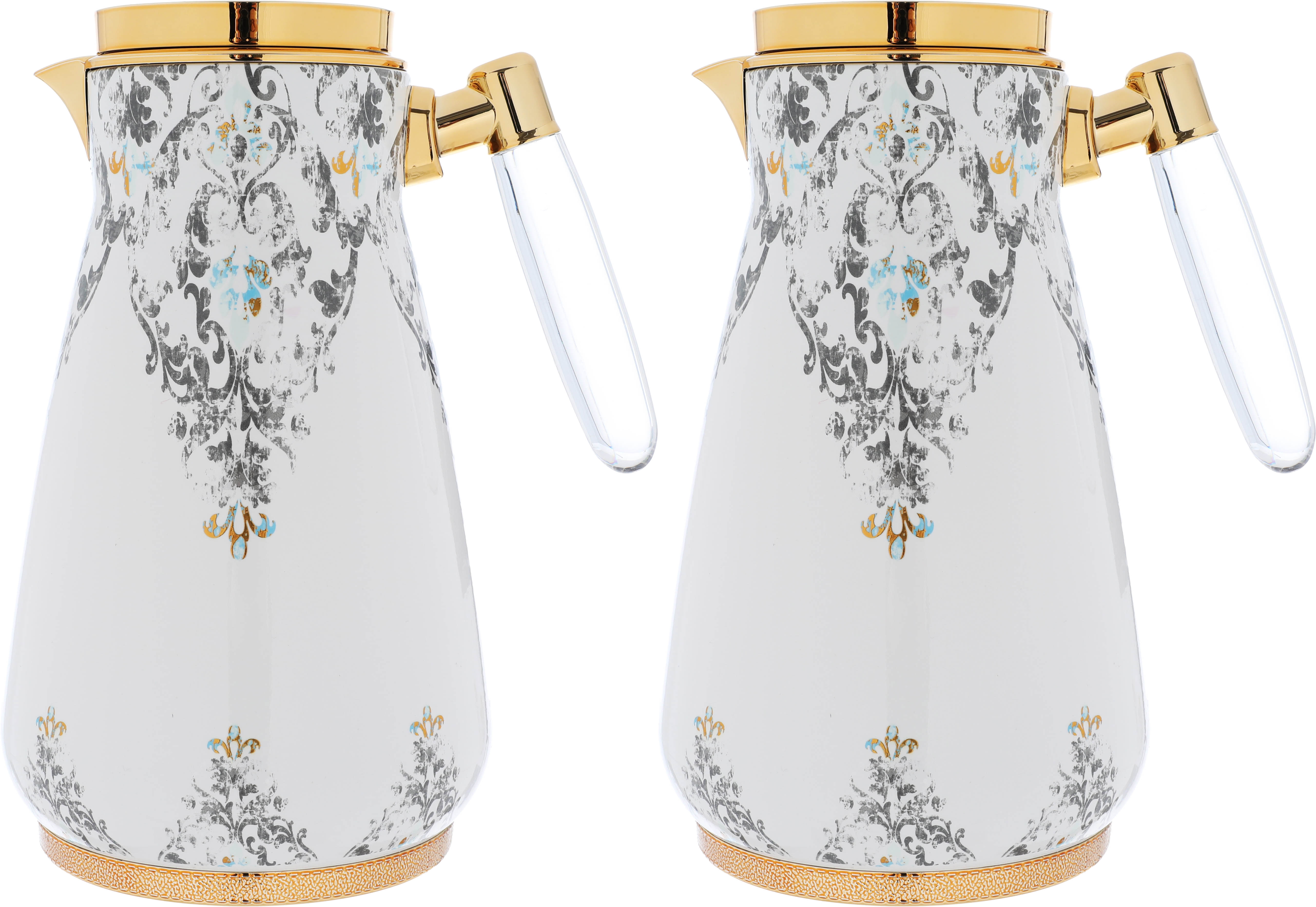 Al Saif Gallery Sahar thermos set, 1/0.75 litre, two pieces, thermal glass inner container, steel outer shell - white product image