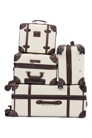 طقم حقيبة سفر جلد صناعي ليمرا، 4 مقاسات، 4 عجلات، زاوية 360 درجة، LMA-7052 - بيج بني product image 2