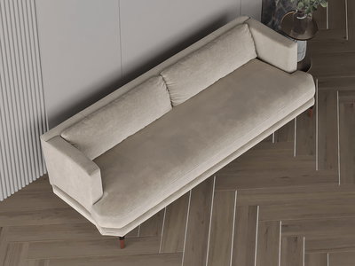 Modern Swedish wood sofa, 250x75x40 cm, suede fabric - off-white product image 4