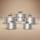 طقم قدور استيل روكي، 10 قطع، يد سيلكون - فضي product image 1