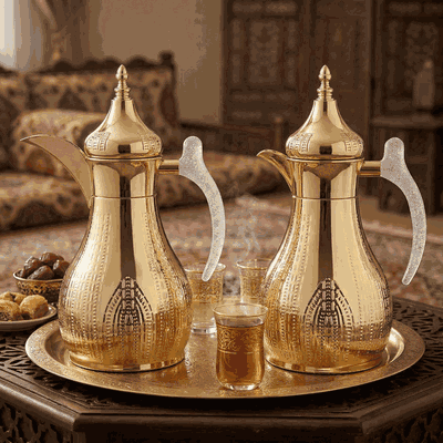 Al Saif Gallery Heila Thermos Set, 1.2/1.2 L, 2 Pieces, Steel Inner Case, Crystal Hand - Gold product image 2