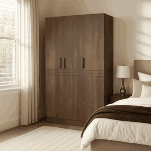 خزانة ملابس خشب ام دي اف، 200×120×54 سم، ثلاث ابواب - بني product image