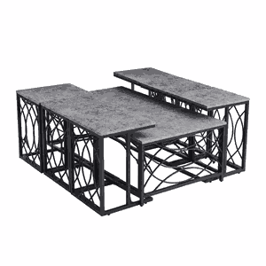 طقم طاولات خشب MDF و معدن، 7 قطع - رمادى اسود product image 2