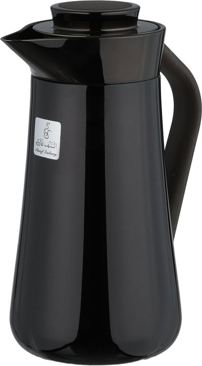 Al-Saif Gallery Al-Huda Stainless Steel Thermos, 0.7 Liter, Dark Wooden Handle, Self-Service, Push-Button - Glossy Black product image 4