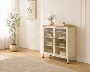 Modern buffet made of MDF wood and metal, 80×72×35 cm - White product image