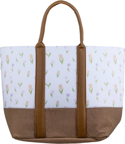 Al Saif Gallery fabric thermos bag, 35x20x35 cm, floral pattern - white light brown product image 2