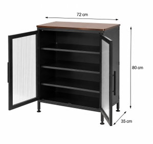 Modern buffet made of MDF wood and metal, 80×72×35 cm - Black brown product image 2
