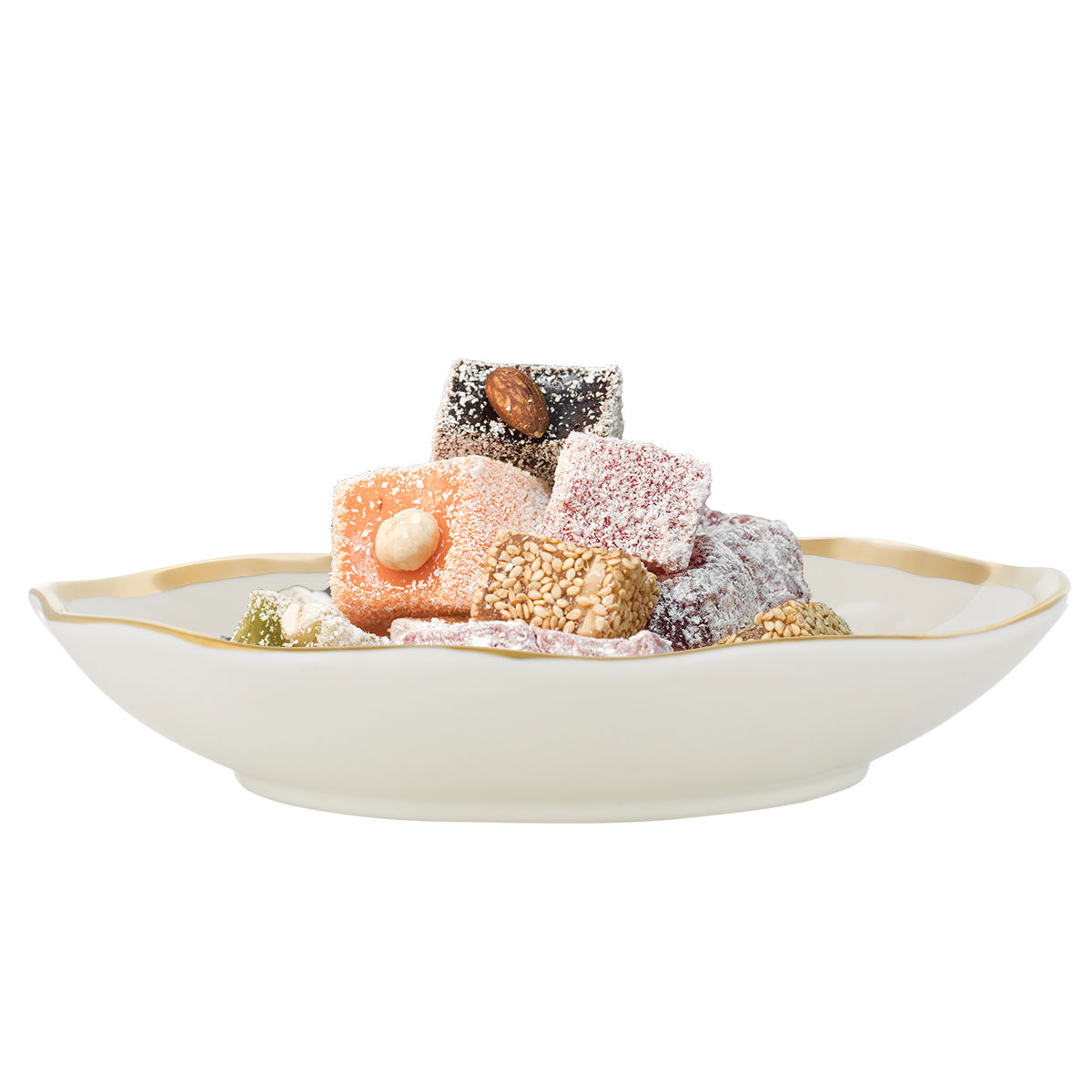 Al Saif Gallery porcelain plate, 9 inches, deep round, gold line, medium - white product image