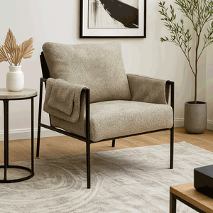 Modern Metal Chair, 85×60×60 Cm, Boucle Fabric And Foam - Cafe product image 2