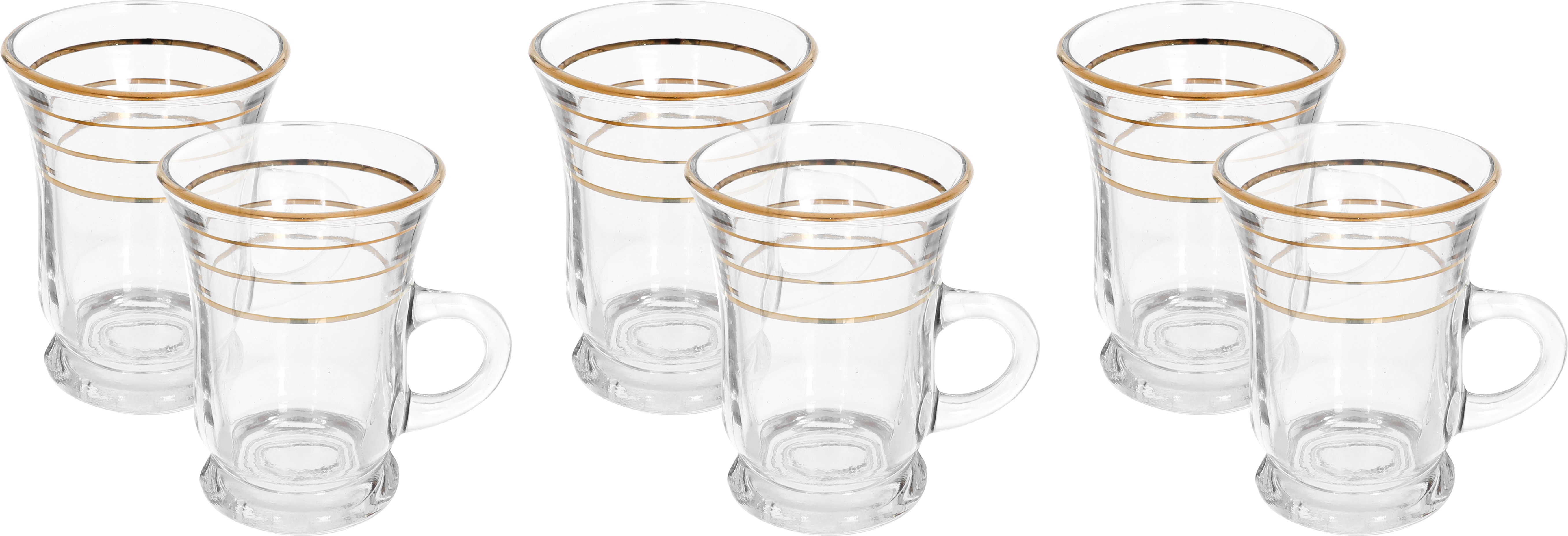 طقم بيالات شاي العليان زجاج السيف غاليري، 6 قطع، 200 مل - شفاف product image