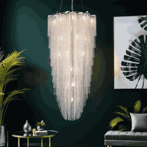 Norco Classic Aluminum Glass Chandelier, 150x80 cm, E14 Base, 27 Bulbs - Silver product image