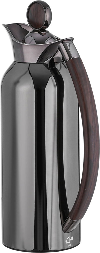 Al Saif Gallery Al Thuraya Thermos Set, 2 Pieces, 1/1 Liter, glass interior, black handle, black push-button lid product image 4