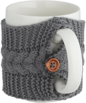 مج بورسلان السيف غاليري، 340 مل، تلبيسة صوف - أبيض رمادي غامق product image 2