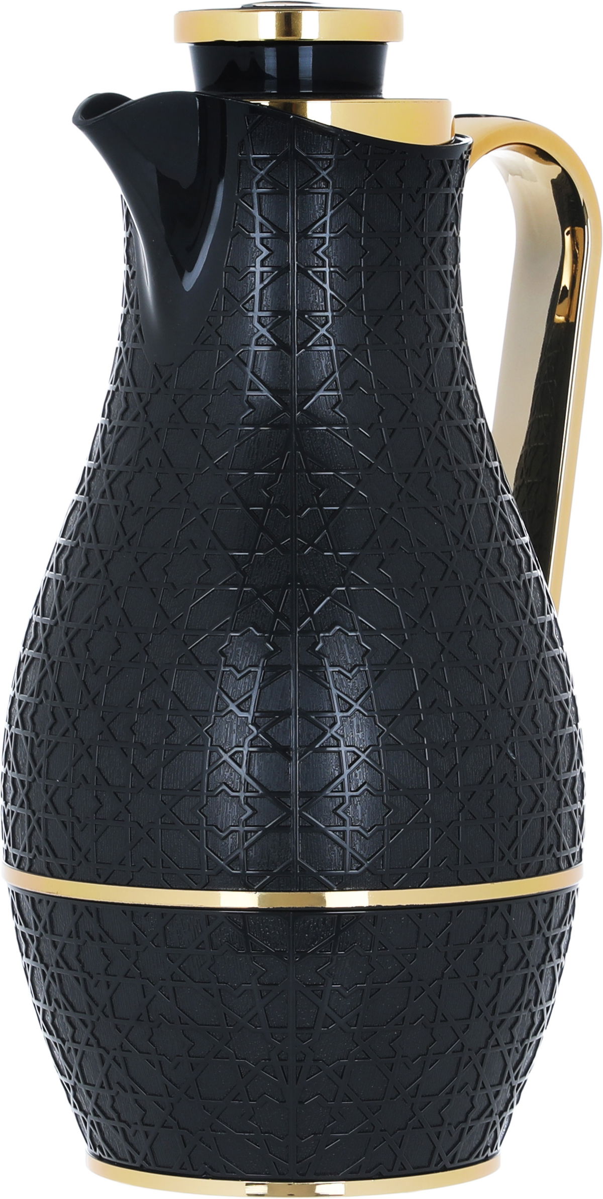 Al Saif Gallery Hessa thermos set, 1 liter, thermal glass inner shell, plastic outer shell - black and gold product image 4