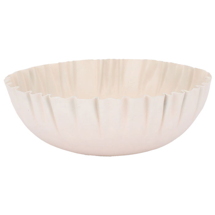 Al Saif Gallery painted iron serving bowl, 19 x 19 x 6 cm, deep, round - light beige product image 1